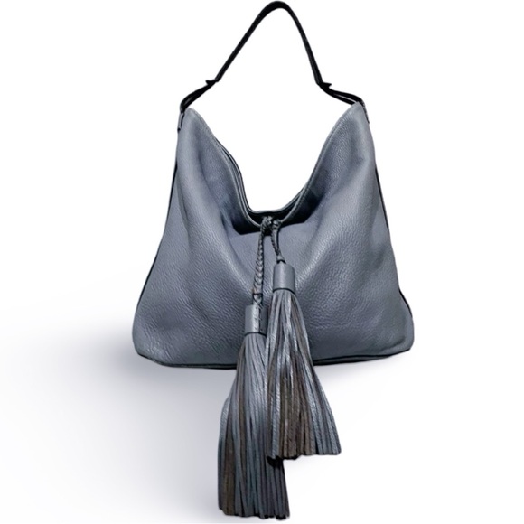 Rebecca Minkoff Handbags - Rebecca Minkoff Isobel Blue Gray Pebble Leather Hobo Handbag w/ Tassels